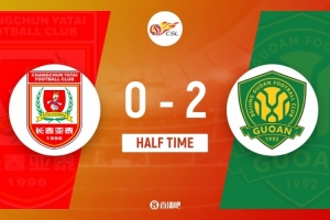 半场-亚泰0-2国安 塞鸟弑旧主法比奥失点后命中，卡米洛恶犯染黄